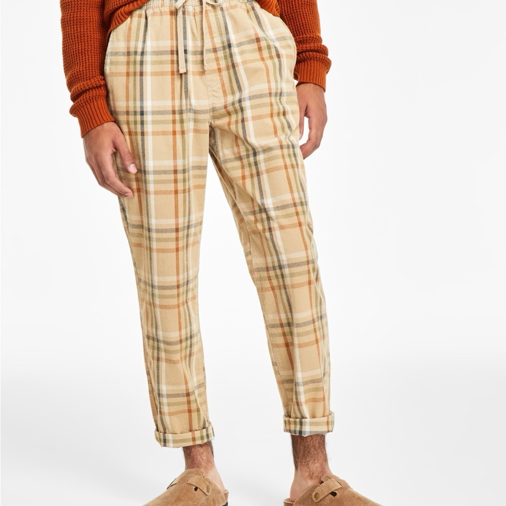 Sun + Stone Men's Joey Plaid Pull-on Pants Size XL